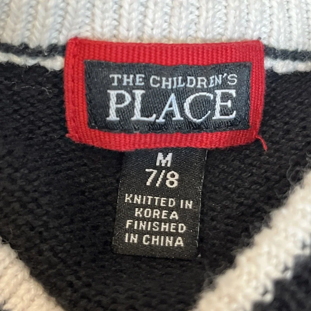 The Children's Place Argyle Vest Boys Size M 7/8 Navy Blue, Red, White
